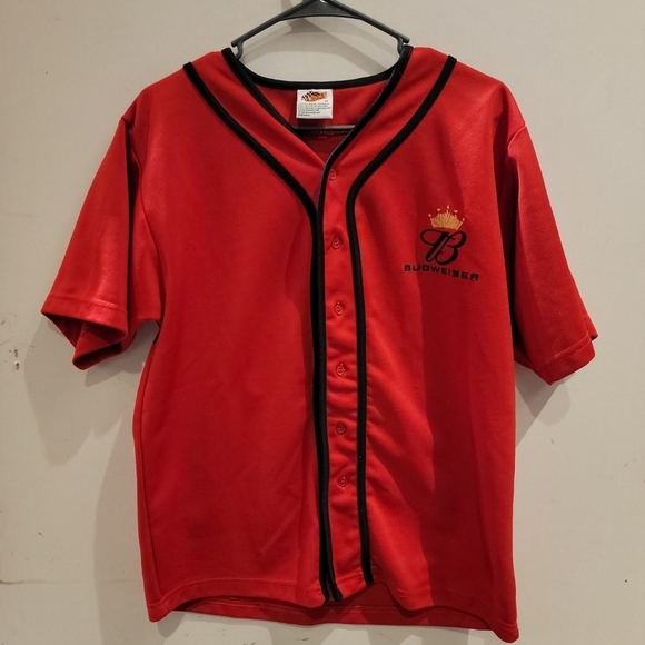 Dale Earnhardt Jr Mens M Winners Circle #8 Budweiser Red BASEBALL Jersey NASCAR - Picture 1 of 5